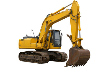 Full shot of a yellow excavator.