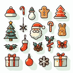 Christmas accessories image with simple and minimalist flat design using a white background