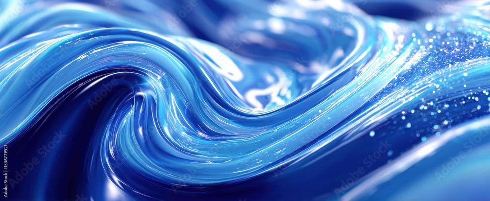 Poster abstract blue liquid swirls with bubbles, symbolizing innovation and fluidity for technology solutio