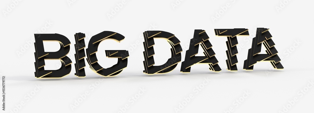 Aufkleber High-quality 3D rendering of the words Big Data in black with gold accents. Perfect for technology and data concepts.