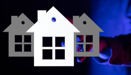 Symbolic image of home ownership, real estate, property, and housing market. Ideal for websites,...