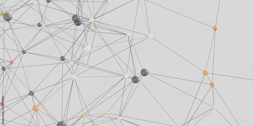 Poster Stock photo of an abstract network connection with nodes and lines.  Ideal for technology, data, and connection concepts.