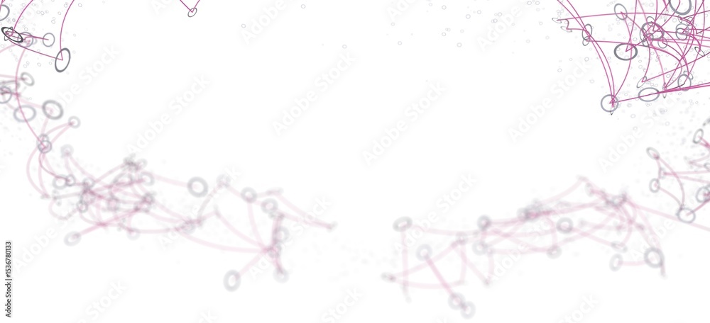 Poster stock photo of abstract network connections. pink lines and circles on a white background. ideal for
