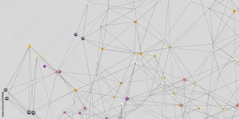 Poster Stock photo of an abstract network visualization. Ideal for technology, connection, and data concepts.