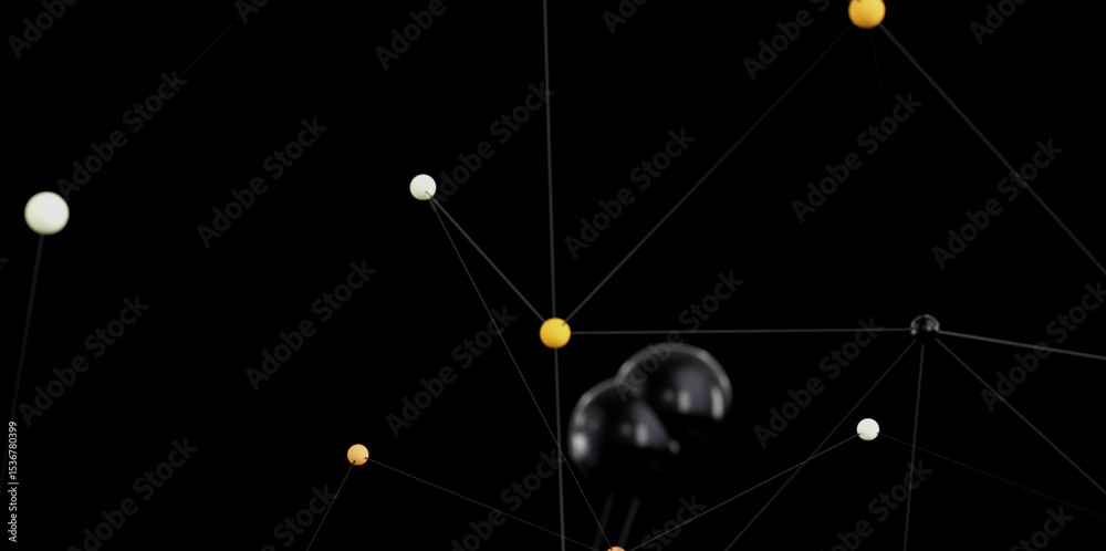 Poster Stock photo of abstract network connection with dots and lines.  Perfect for tech, business, and communication concepts.