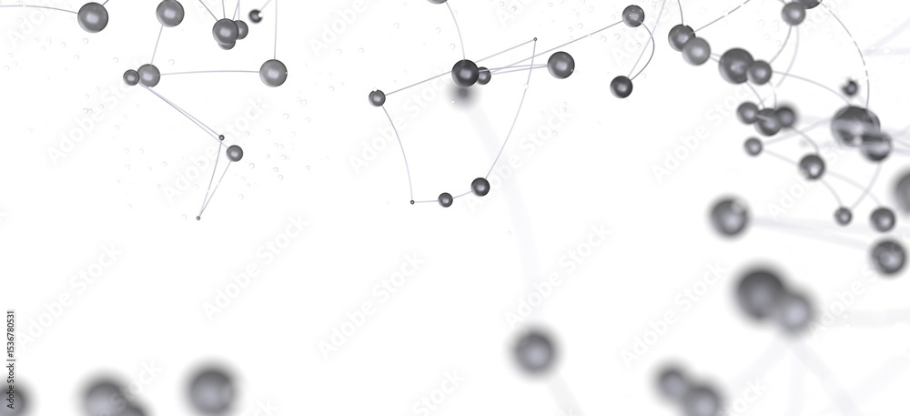Poster Stock photo of an abstract network connection with nodes and links. Ideal for technology, connection, and network concepts.