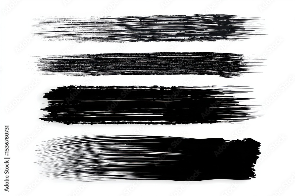 Poster Black Brush Strokes on White Canvas, Ideal for Artistic Expression and Creative Projects, Representing Boldness and Graphic Design Elements : Generative AI