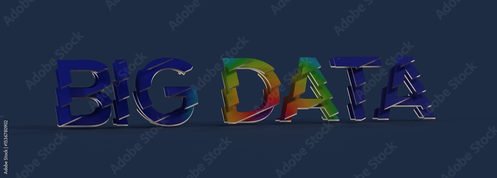 Poster Colorful 3D rendering of 'Big Data' text. Ideal for technology, data science, and analytics projects.