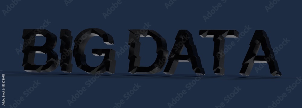 Aufkleber abstract 3d rendering of the words 'big data' in a dark, textured style. perfect for technology conc