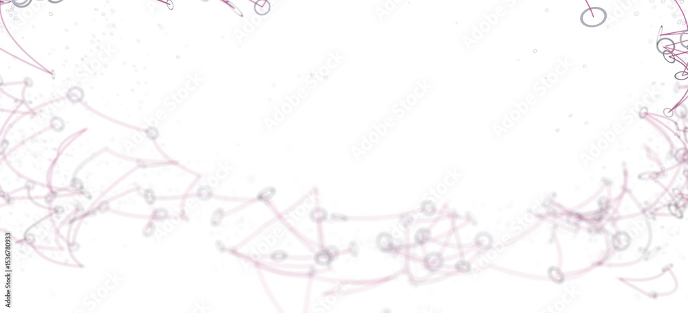 Poster Abstract background image featuring interconnected pink lines and circles on a white backdrop. Ideal for technology, network, and connection concepts.