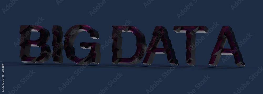 Poster Abstract 3D rendering of Big Data text. Ideal for technology, data science, and analytics concepts.
