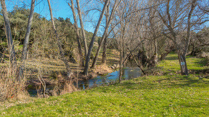 Natural Landscape of Pirón River Path, Pirón River Valley, Segovia, Castile and Leon, Spain, Europe