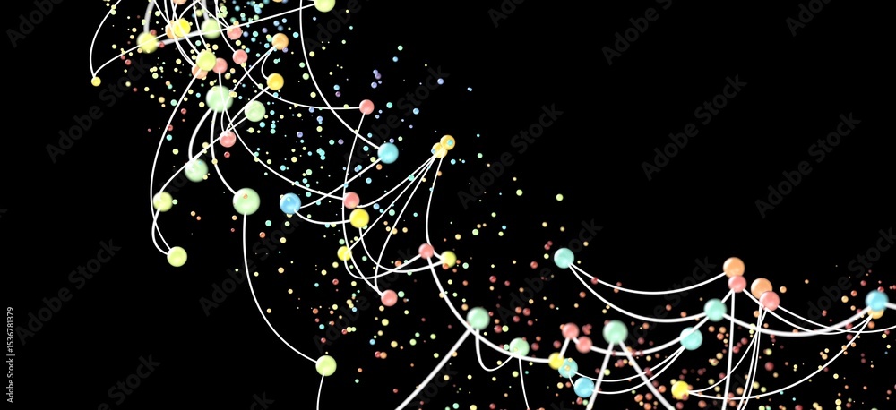Poster Abstract background with colorful dots connected by lines. Perfect for technology, network, or connection concepts.