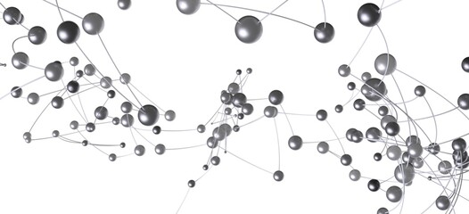 3D rendering of interconnected silver spheres, ideal for technology, network, or connection...