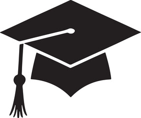 Simple black graduation cap icon illustrating education achievement and academic success