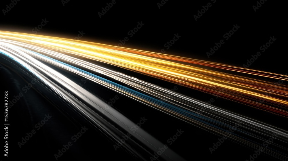 Aufkleber streaks of light on black background, representing speed and innovation in technology and telecommun