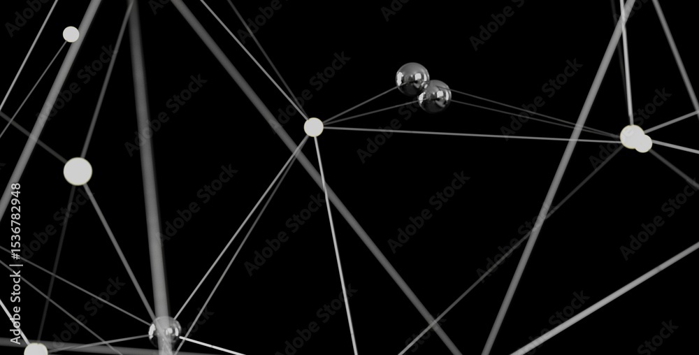 Poster Stock photo of abstract network connection with dots and lines. Great for technology, connection, and network concepts.