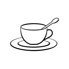 Elegant Espresso Cup Vector Saucer Spoon