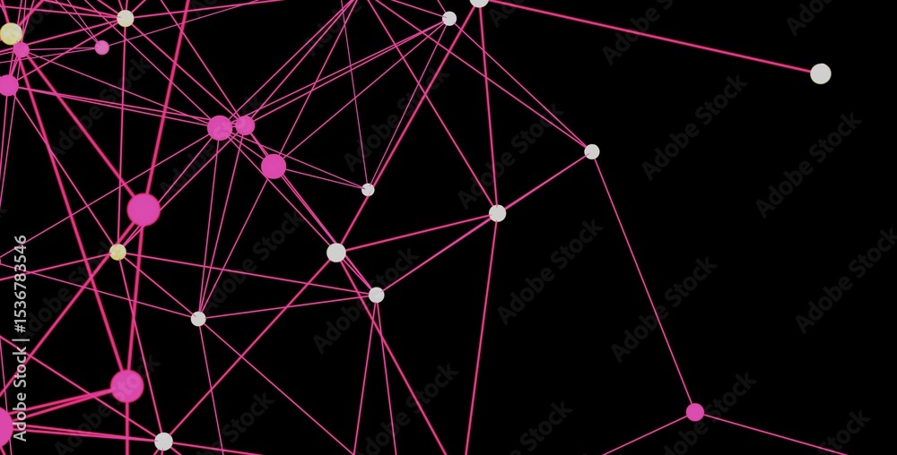 Poster Modern abstract background with pink lines connecting nodes. Ideal for tech, network, or connection concepts.