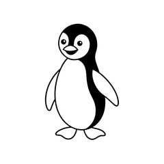 Happy Cartoon Penguin Vector Walking Pose