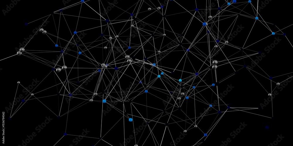 Poster Stock photo of a complex network visualization. Ideal for tech, AI, and connectivity concepts.