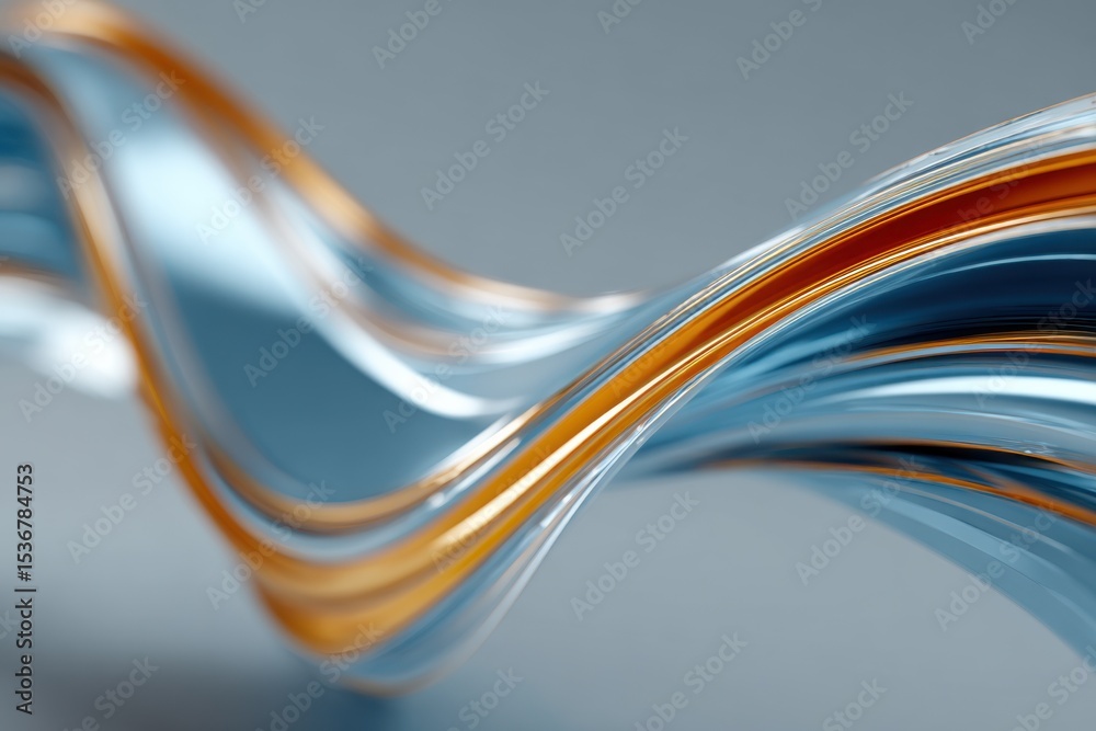 Aufkleber abstract wavy blue and gold ribbon design, ideal for highlighting innovation and digital transformat