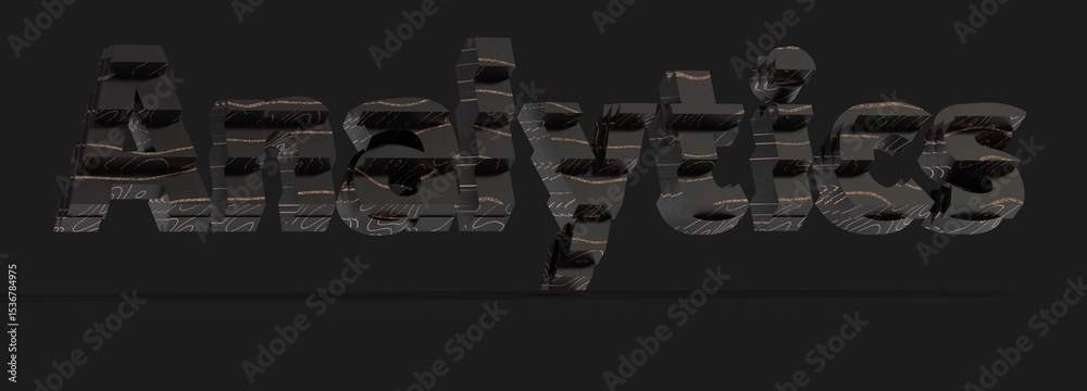 Aufkleber Abstract 3D rendering of 'Analytics' word. Ideal for business, technology, and data-related projects.