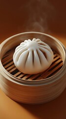 Steamed bun in bamboo steamer