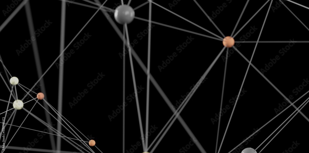 Poster Modern abstract image of interconnected nodes. Ideal for technology, network, and connection concepts.