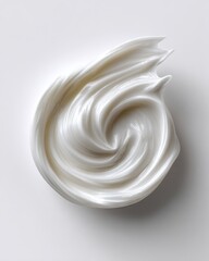 Swirl of White Cream on a White Surface, Ideal for Beauty Product Advertising and Skin Care Concepts : Generative AI