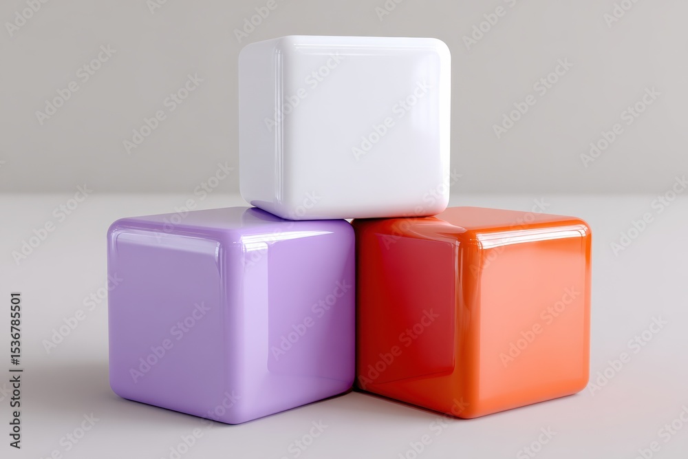 Aufkleber Stacked Colorful Cubes Representing Building Blocks, Teamwork, and Foundation for Problem Solving and Growth, Ideal for Educational Materials and Corporate Training : Generative AI