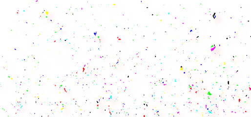 Multiple colorful dust texture on the white background, fine and scattered dust particles, scratches, smudges, and noise with an aged, distressed look.