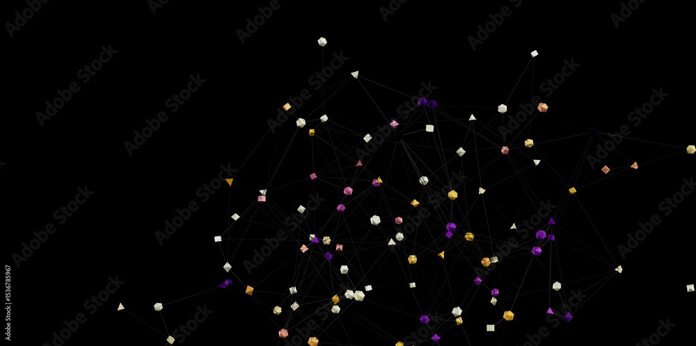 Fototapete Digital network connection background. Abstract plexus background with connecting dots and lines.