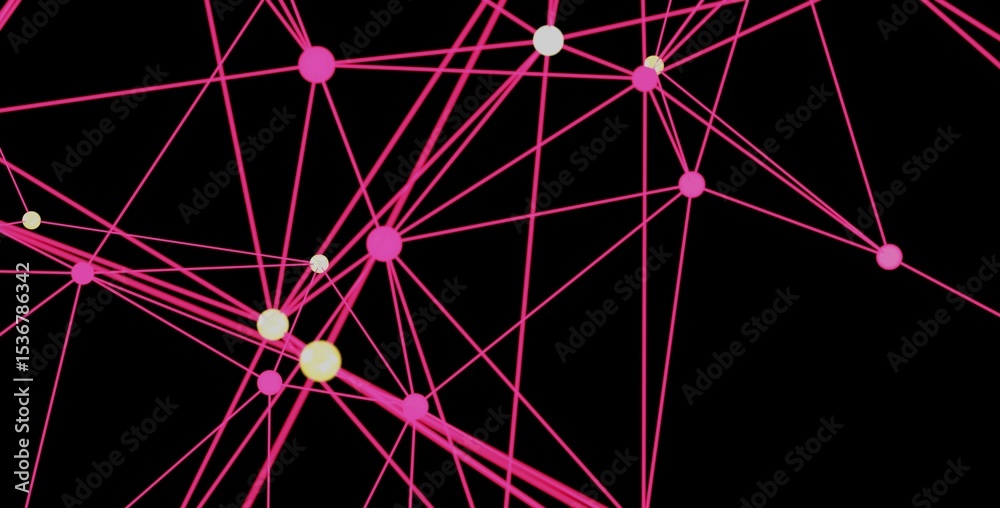 Poster Abstract image of pink lines and nodes, representing network connections and data flow.
