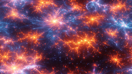 Naklejka premium Vibrant cosmic texture displaying seamless patterns of light and energy