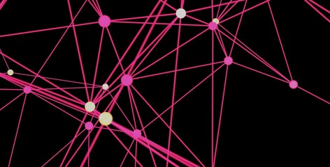 Abstract image of pink lines and nodes, representing network connections and data flow.