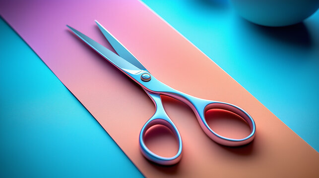 Crafting tools placed on colorful paper with vibrant lighting effects