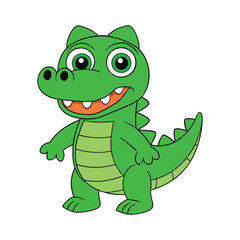 Naklejka premium Friendly Green Crocodile Character with Fun Facial Expression