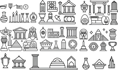 Fototapeta premium Extensive Collection of Ancient Artifacts and Architectural Symbols