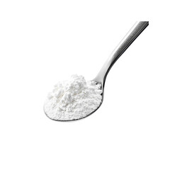 Close-up of a Spoonful of White Powder, Flour, Baking Ingredient
