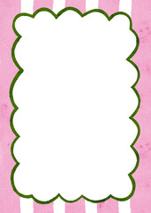 Hand Drawn Vibrant summer watercolor frame. Mediterranean style Border with wavy stripes and line in trendy, vintage styles. Perfect for quirky holiday, wedding, birthday gift decorations.