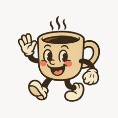 Naklejka na ściany i meble Retro animated coffee cup