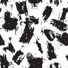Naklejka premium Monochromatic Abstract Brushstrokes Seamless Pattern