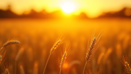 Golden Wheat Field at Sunset A Stunning Image of Nature's Beauty