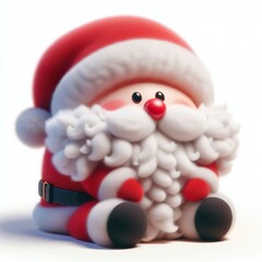 3D realistic adorable fluffy funny Santa claus expression on a white background