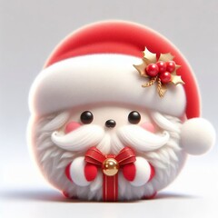 3D realistic adorable fluffy funny Santa claus expression on a white background