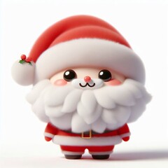 3D realistic adorable fluffy funny Santa claus expression on a white background