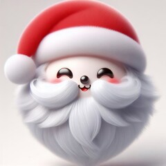 3D realistic adorable fluffy funny Santa claus expression on a white background