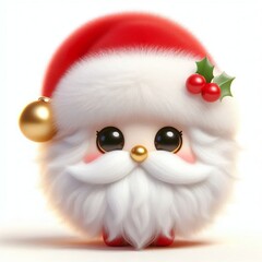 3D realistic adorable fluffy funny Santa claus expression on a white background