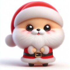 3D realistic adorable fluffy funny Santa claus expression on a white background